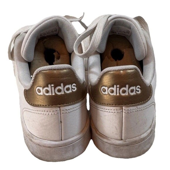 Adidas Advantage Women's Size 9 White on White Gold Heel Tab Leather Sneakers - Picture 7 of 11